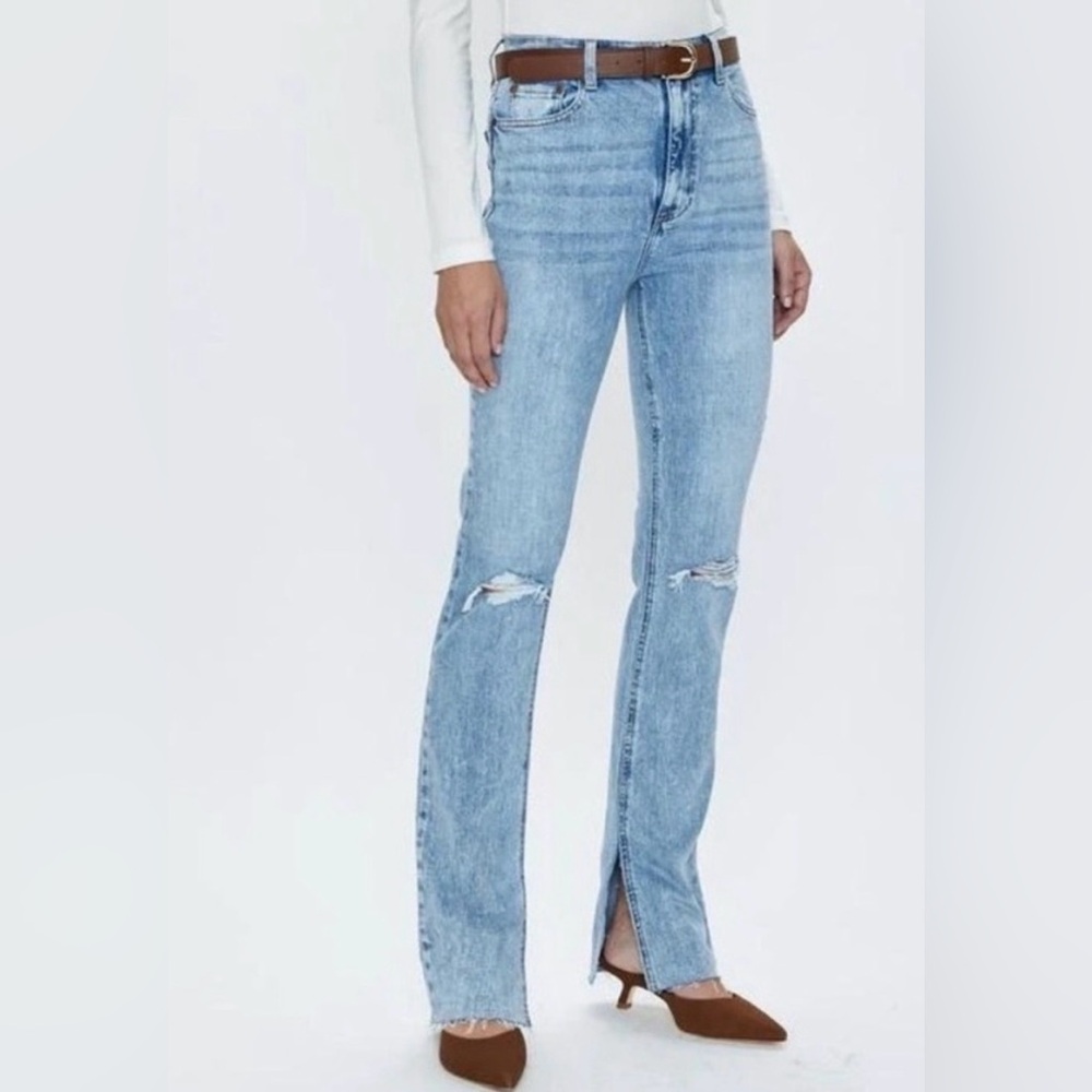 Pistola Colleen Ripped Super High Waist Slim Flare Jeans Sz 26